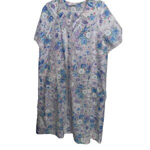 Vintage Cotillion House Dress Womens L Floral Nightgown Floral  Snap Mumu